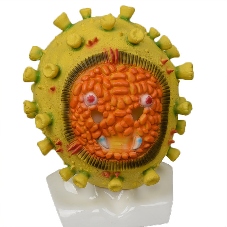 Halloween virus latex headgear mask with detailed virus design, front view