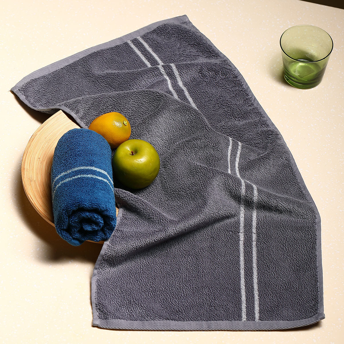 Smart sensor cotton face towel with soft white fabric and compact design