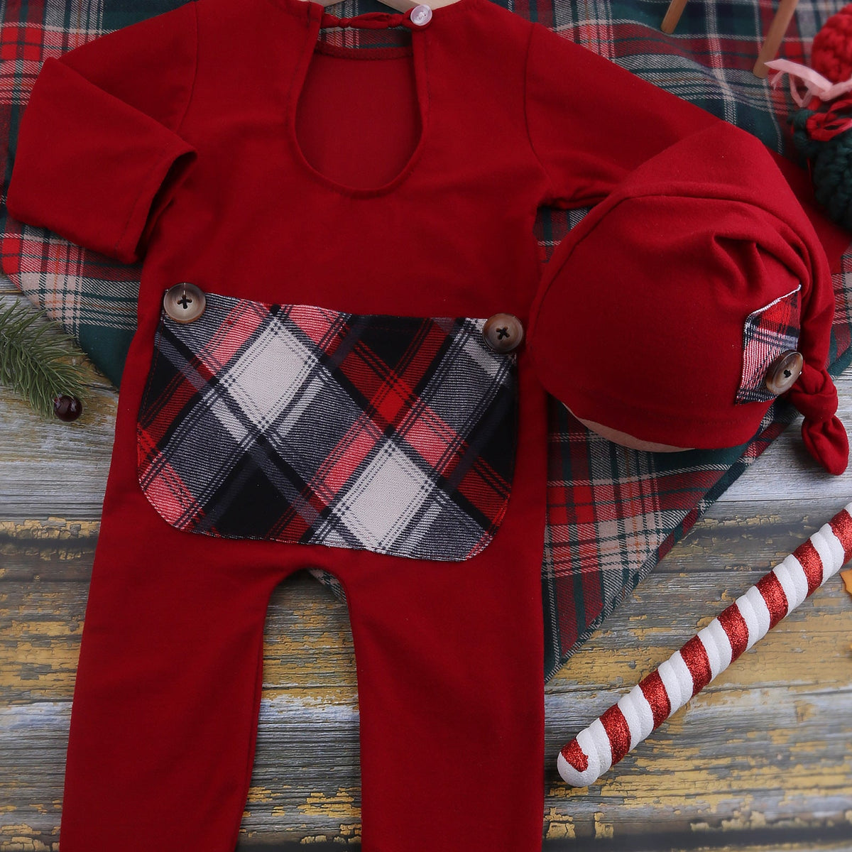 Children's Christmas photography clothing studio props for boys and girls, festive holiday outfits on display