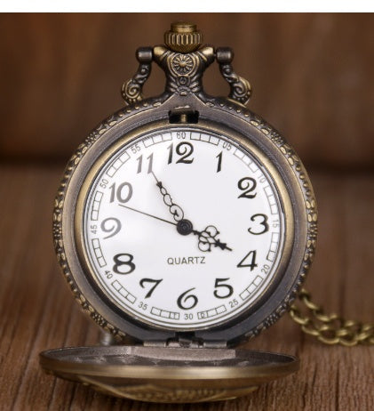 Carp pocket watch with detailed fish design on the case