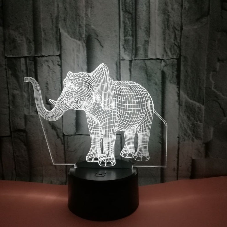 Colorful elephant 3D LED touch light, small table lamp for gift and decorative lighting