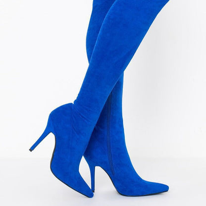 Suede over-the-knee stretchy thigh-high women's boots in a sleek, fitted design
