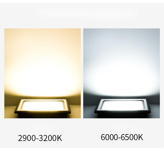 LED flood light outdoor light fixture by My Store, shown from the front