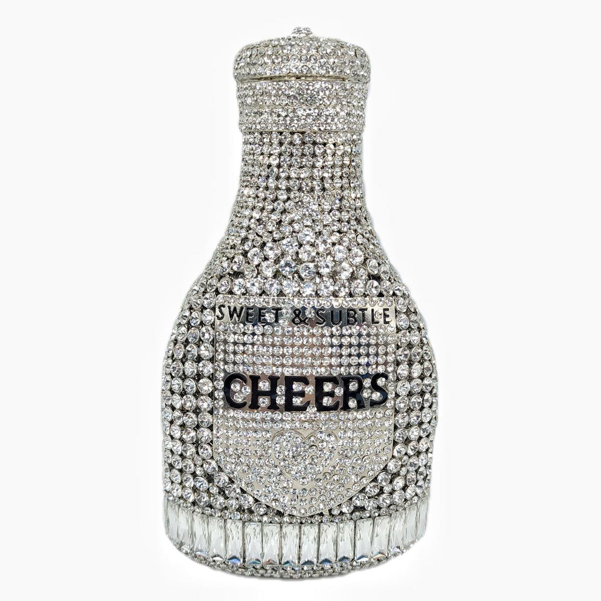 Champagne bottle rhinestone evening clutch women's bag in a sparkling bottle-shaped design