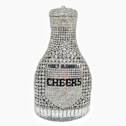 Champagne bottle rhinestone evening clutch women's bag in a sparkling bottle-shaped design