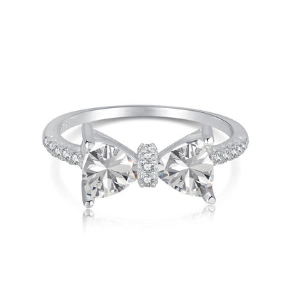 S925 sterling silver bow women's ring with a delicate bow design