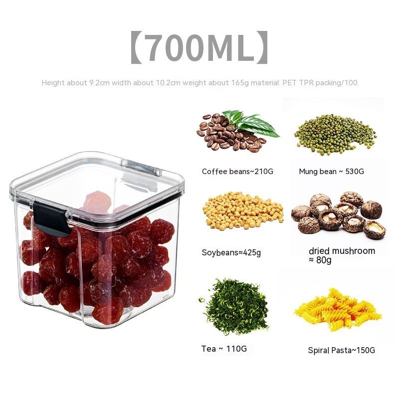 Transparent food grade grains storage box, sealed stackable plastic can for refrigerator preservation