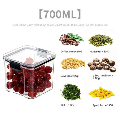 Transparent food grade grains storage box, sealed stackable plastic can for refrigerator preservation
