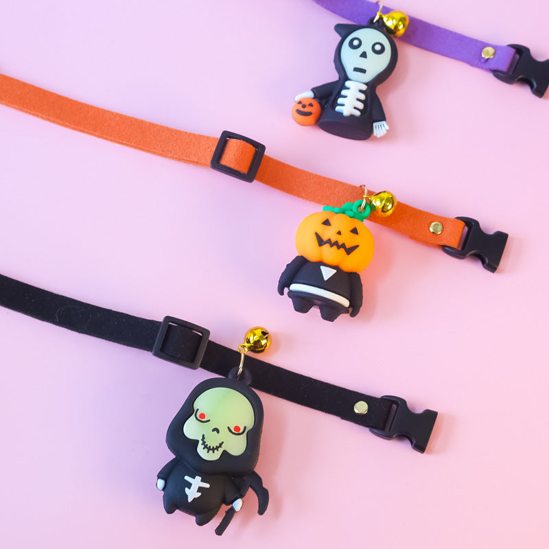 Halloween pet collar decoration, black and orange accessory for dogs or cats