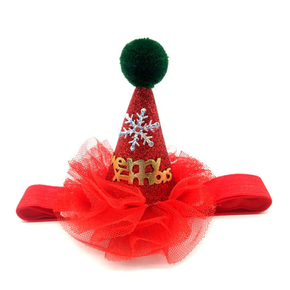 Red Christmas adjustable hat with festive holiday design and curved brim