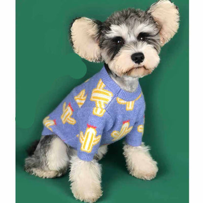 Pet cactus sweater for dogs, featuring a cute cactus pattern on soft fabric