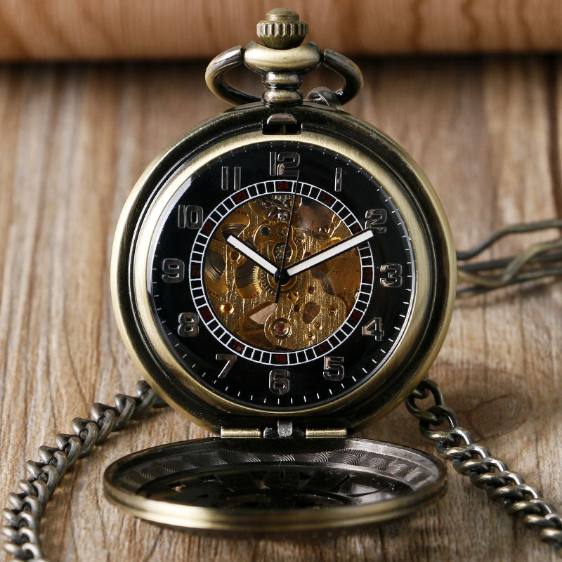 Shantou carved pocket watch with detailed decorative case and classic vintage design