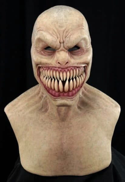 Old man Halloween mask with white hair and white beard headgear geschniegelt