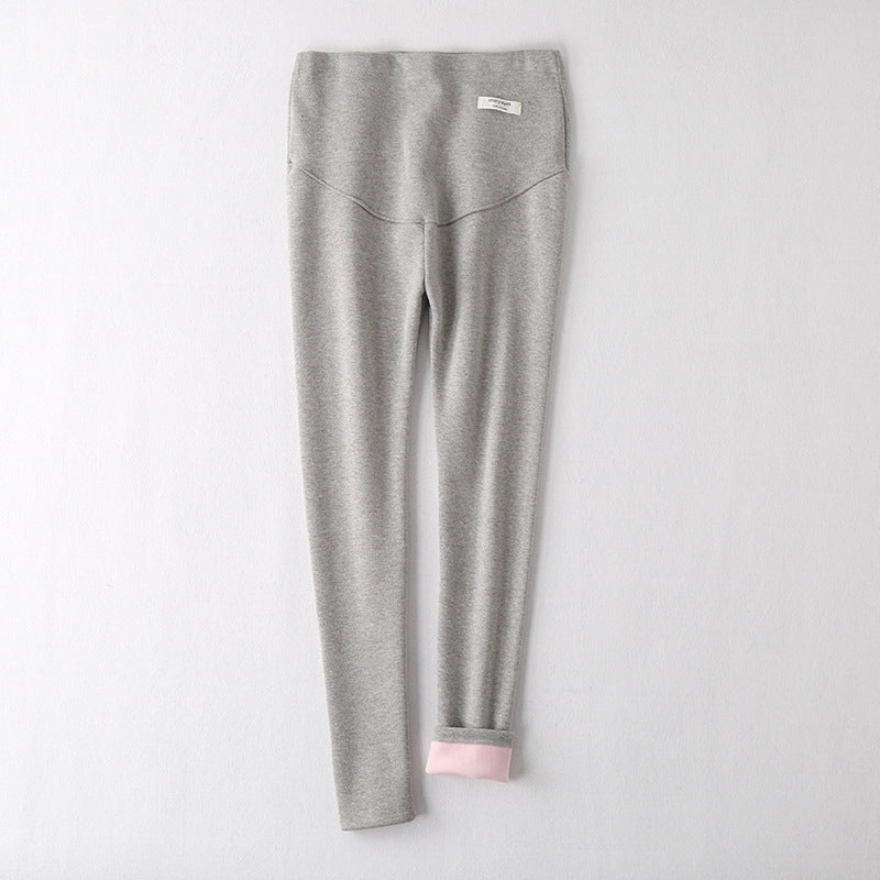 Silver Fox velvet thickened maternity leggings with a stretchy pregnant women’s waistband