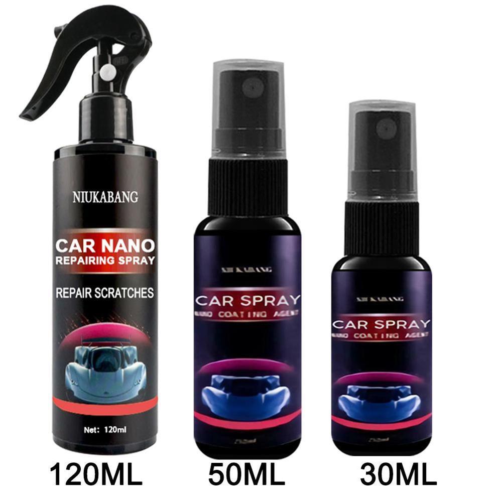 Nano car repairing spray bottle with fine mist nozzle for automotive surface repair and maintenance