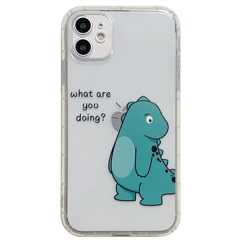 Transparent airbag anti-fall mobile phone case protective cover for cute couples, clear design