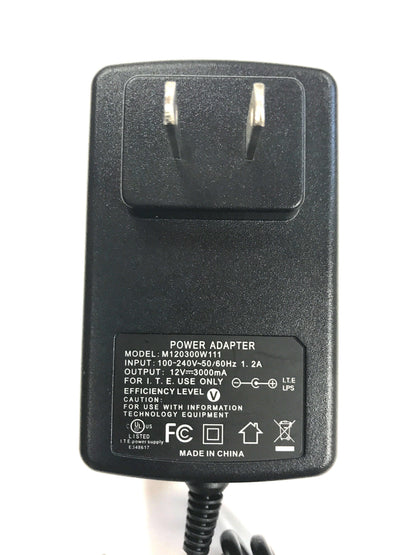 Naxa AC adapter power supply charger for LED LCD TVs and TV-DVD combos up to 15 inches, 12V, 3A, with 2.1mm x 5.5mm connector