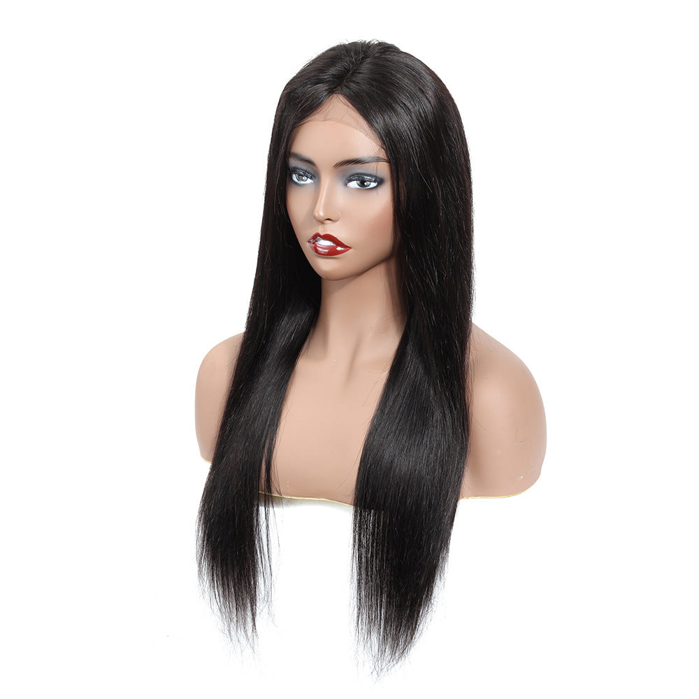 Lace real human hair wig headgear, lace cap and natural hair texture shown from front view