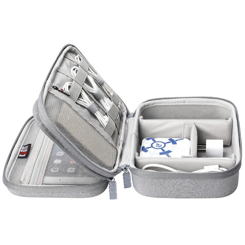 Black multifunctional digital storage bag for headset and electronic accessories