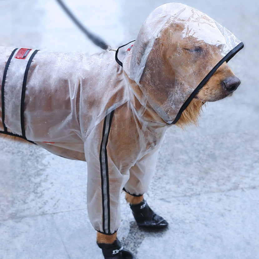 Large dog waterproof raincoat for outdoor walks, lightweight protective pet jacket