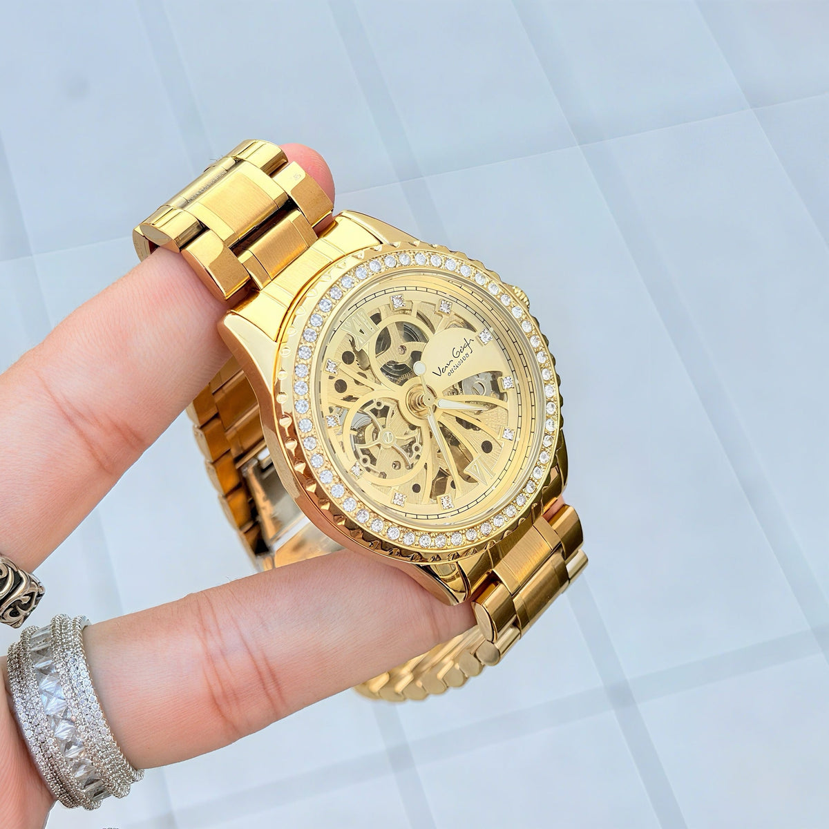 Van Gogh mechanical movement men's watch with classic analog dial and visible detailing