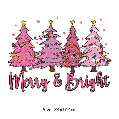 Christmas tree and Santa Claus clothing printing heat transfer patch, festive fabric design