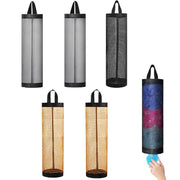 OWMOSYX 6 Pcs Plastic Bag Holder for Grocery Bags Hanging Storage Bags Plastic Mesh Bags Dispenser Organizer Trash Bags Grocery Shopping Bag Holder for Home and Kitchen (2 Black+2 Grey+2 Yellow)