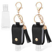 Aiyorse 2 Pcs Portable Hand Sanitizer Bottles with Keychain Refillable Travel Containers 1oz/30ml Squeeze Bottles for Toiletry Lotion Liquid Soap Shampoo (Black)