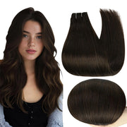 Full Shine 22 Inch Sew in Hair Extensions Real Human Hair Weft Hair Extensions Real Human Hair Dark Brown Brazilian Remy Hair Extensions for Volume Human Hair 105 Grams