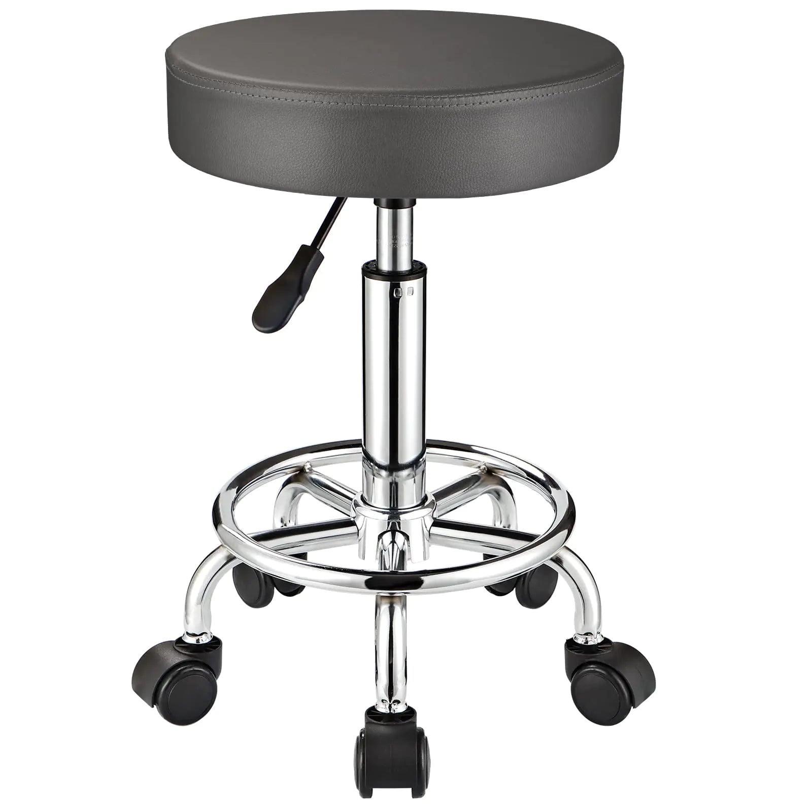 FNZIR Adjustable Stool with Wheels Round Rolling Stool for Spa Salon Massage Office Stool Chair Grey