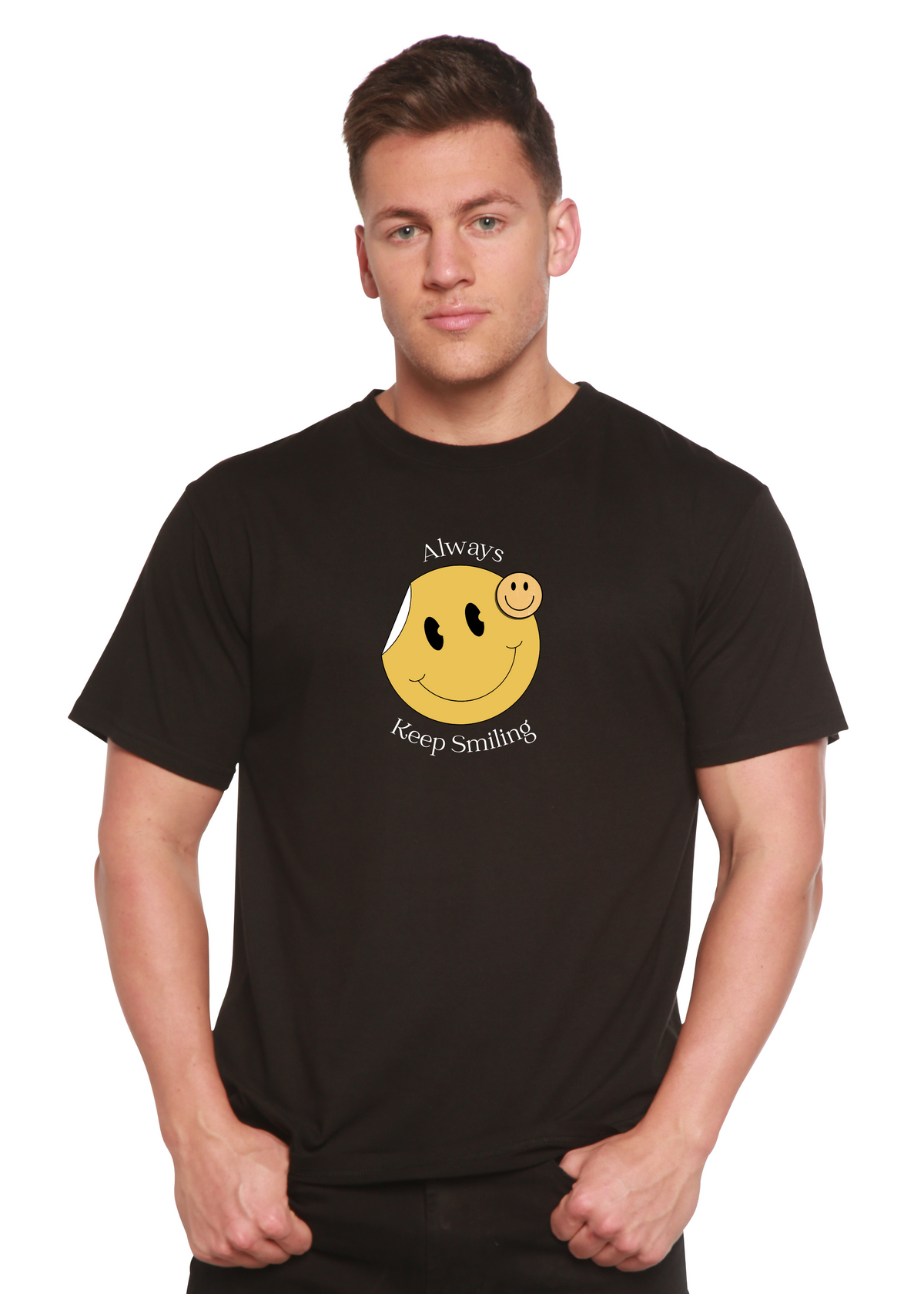 Spun Bamboo men's printed short sleeve T-shirt made from bamboo viscose and organic cotton, featuring a graphic design.