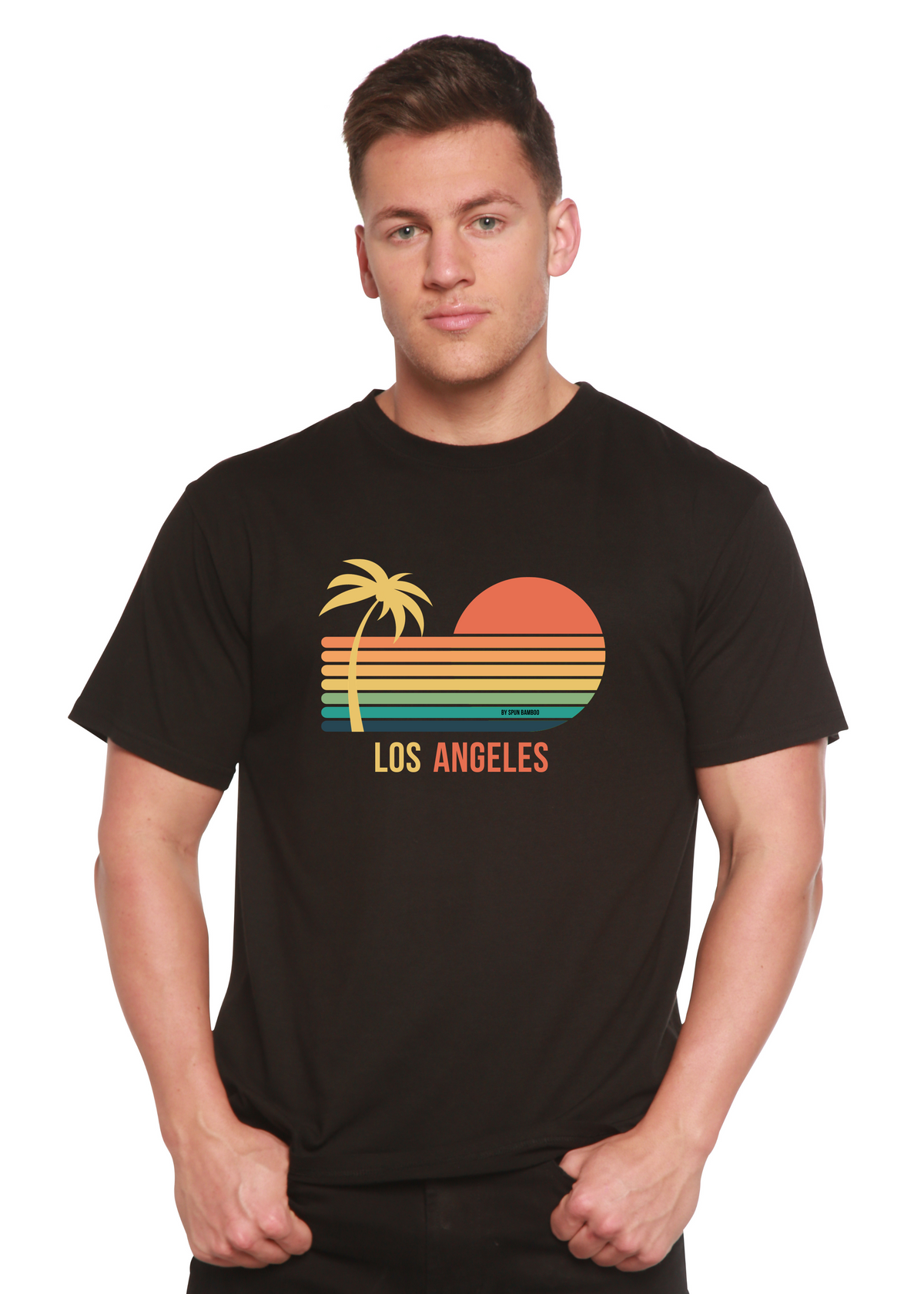 Spun Bamboo men's graphic T-shirt made from bamboo viscose and organic cotton, featuring a printed design on short sleeves.