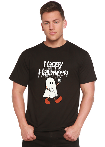 Happy Halloween men's printed T-shirt by Spun Bamboo featuring a graphic design in bamboo viscose and organic cotton fabric.