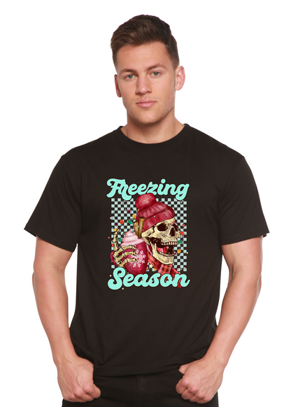 Unisex Freezing Season bamboo viscose organic cotton graphic T-shirt with printed design, men's casual short sleeve from Spun Bamboo