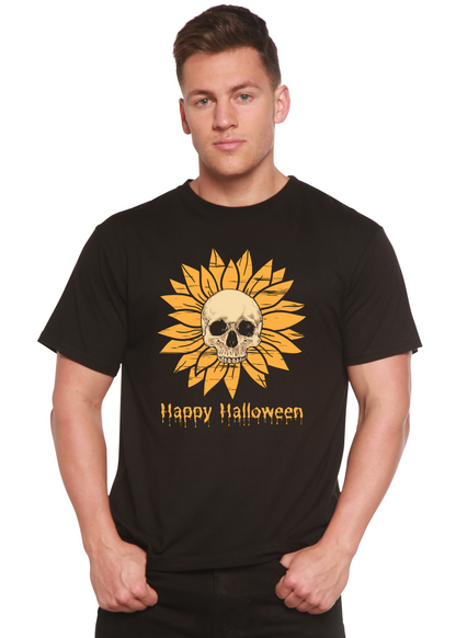 Men's graphic T-shirt by Spun Bamboo featuring Halloween-themed print, short sleeve, made from bamboo viscose and organic cotton.