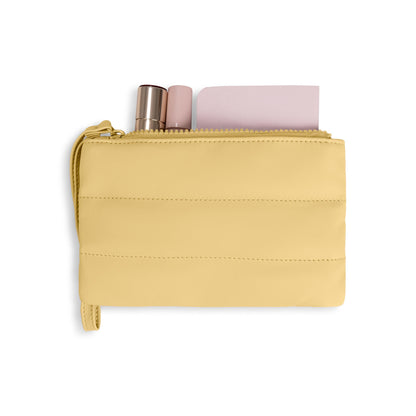 Yellow Bugatti Collections Brussels tote bag with attached pouch, stylish and spacious for everyday use.
