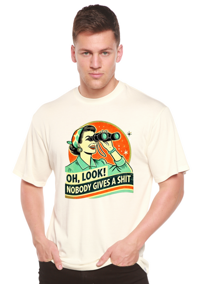 Men's Spun Bamboo graphic T-shirt with retro woman design, made from bamboo and cotton, featuring a humorous print.