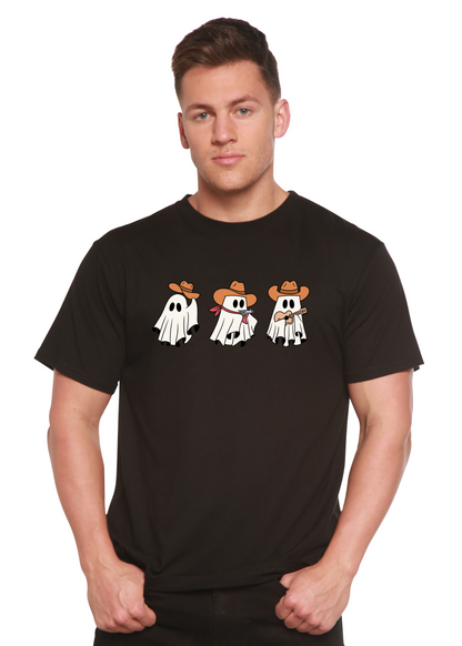 Men's cowboy ghost graphic T-shirt by Spun Bamboo, featuring a printed design on lightweight bamboo viscose and organic cotton fabric.