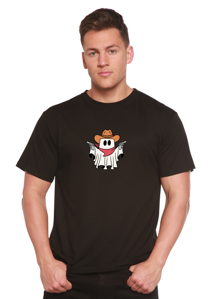 Men's printed cowboy ghost graphic T-shirt by Spun Bamboo, made from bamboo viscose and organic cotton, short sleeve design.