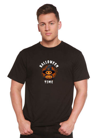 Men's Halloween Time unisex bamboo viscose organic cotton graphic T-shirt by Spun Bamboo, featuring Halloween-themed print.
