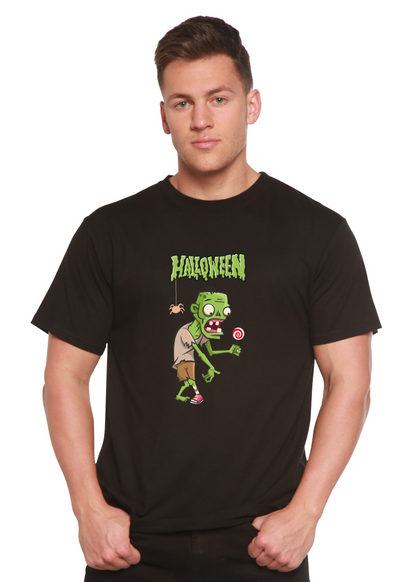 Unisex green monster Halloween T-shirt by Spun Bamboo, short sleeve, organic cotton and bamboo viscose, with graphic print.