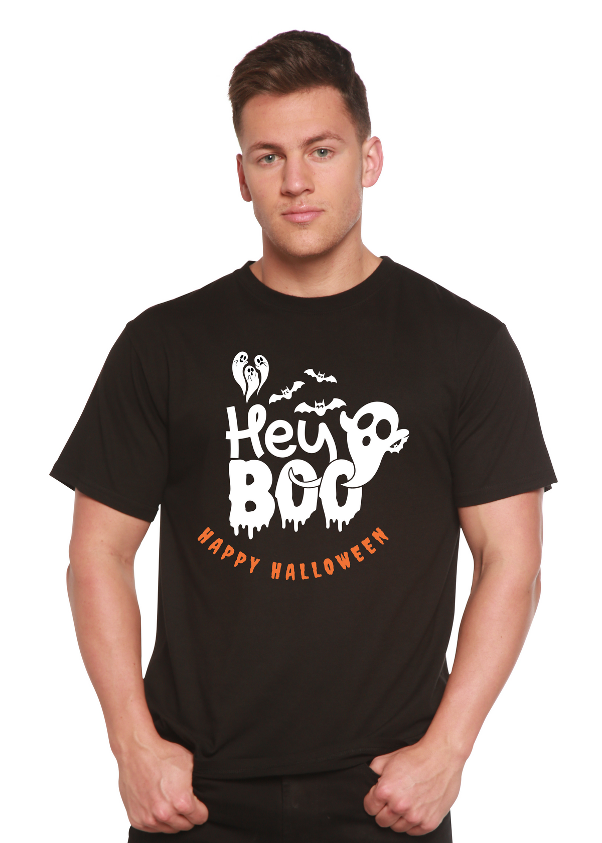 Spun Bamboo men's graphic T-shirt with bamboo viscose and organic cotton, short sleeves, and printed design.