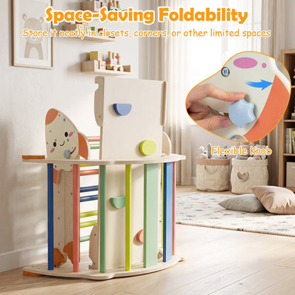 GBruno Store 8-in-1 foldable climbing toy set for toddlers with rocket theme, featuring colorful climbing and play structures.