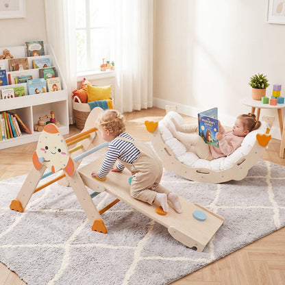 Colorful 8-in-1 foldable climbing toy set for toddlers with a rocket theme, designed for safe indoor play and active fun.