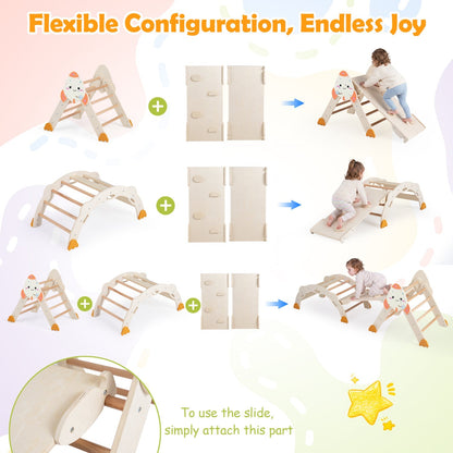 Foldable 8-in-1 toddler climbing toy set with rocket theme, includes ramps, slide, and climbing stations for active play.
