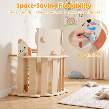 Foldable GBruno Store 8-in-1 toddler climbing toy set with rocket theme, featuring colorful climbing elements and a compact design.