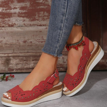 Women's plus-size thick-soled wedge sandals, cross-border style with a comfortable elevated sole
