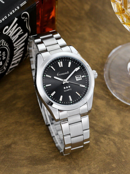 Business casual men's watch with steel strap, minimalist dial and classic design