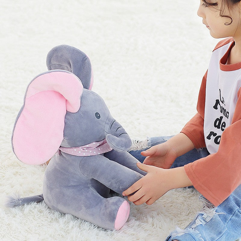 Colorful singing elephant plush toy for kids by BACKUPMYFILESNOW®, featuring a friendly elephant with musical features.