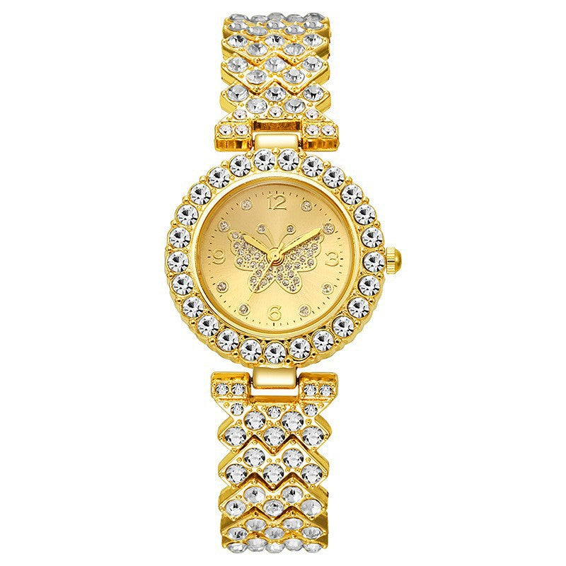 Women's butterfly-design diamond-embellished fashion quartz watch by My Store
